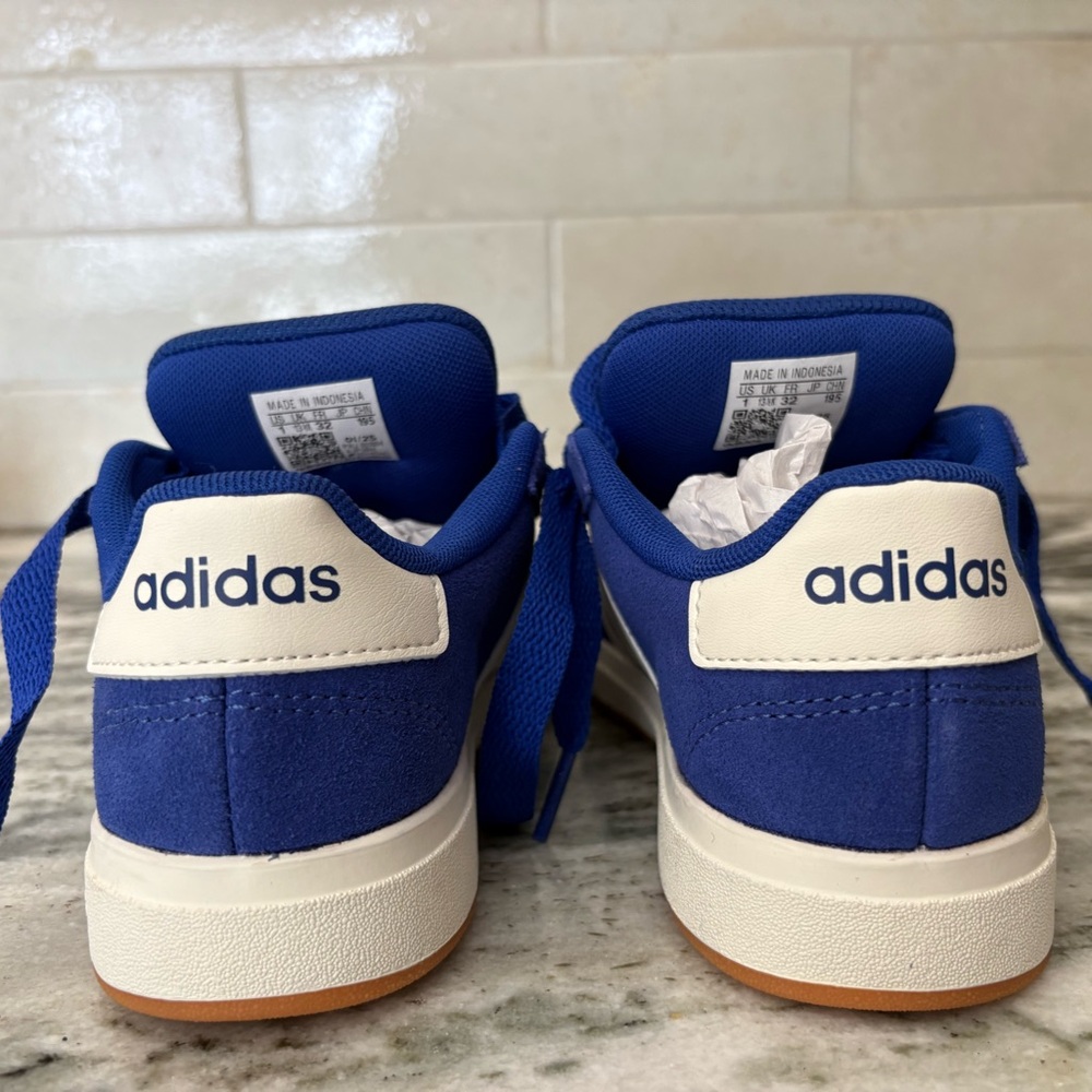 adidas Kids Royal Blue Sneakers with White Stripes - Picture 3 of 8